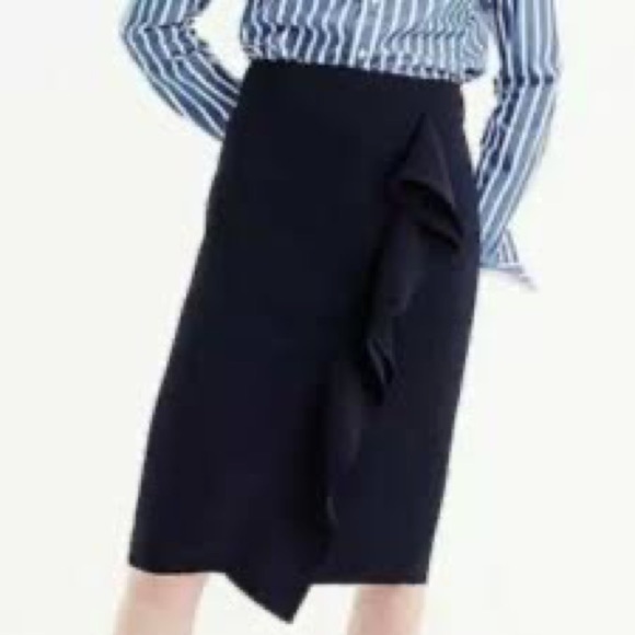 J. Crew academia navy high waist front‎ ruffle pencil skirt - Picture 9 of 9